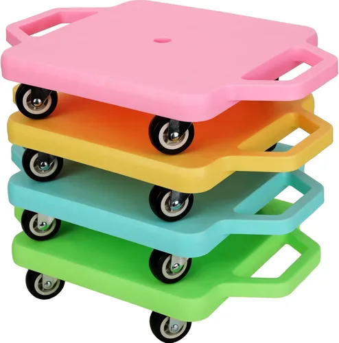 Jerify 4 piezas de patinete deportivo con asas, ruedas de plástico, patineta para sentarse en el suelo, para niños, gimnasio, actividades en Color
