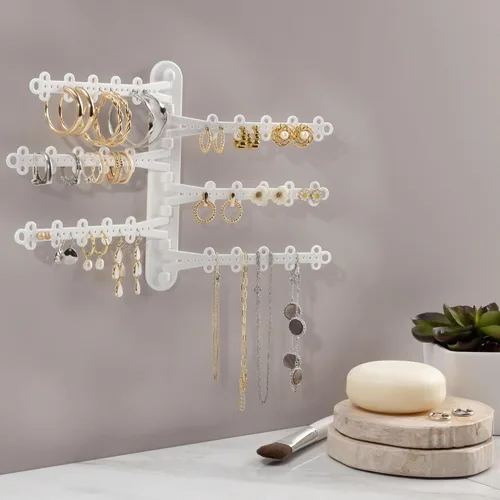 Miniatura 2 de All Hung Up Organizador de joyas de pared de 6 niveles y 6 pulgadas, tiras Command incluidas para colgar fácilmente, organizador de aretes de 120
