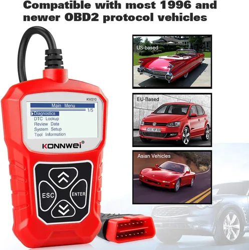 Miniatura 3 de KONNWEI Escáner OBD2 KW310 con funciones OBDII completas, 10 modos, lector de códigos de falla del motor automotriz, herramienta de escaneo