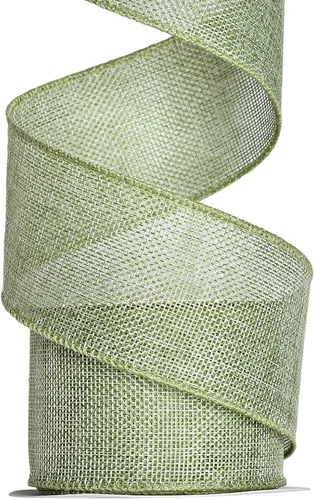 Miniatura 14 de Ribest Cinta de arpillera con alambre verde musgo, 1 1/2 pulgadas 10 yardas, cinta de yute para decoración de lazos, manualidades, envoltura