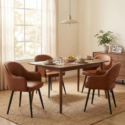 Miniatura 15 de Ya-Home Juego de 2 sillas de comedor giratorias modernas, cómodas sillas laterales tapizadas de piel sintética con respaldo hueco, patas de metal