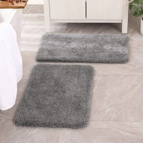 Miniatura 28 de MIULEE Juego de 2 alfombras de baño antideslizantes peludas extra gruesas y suaves, alfombrillas de baño de microfibra suave absorbente de agua