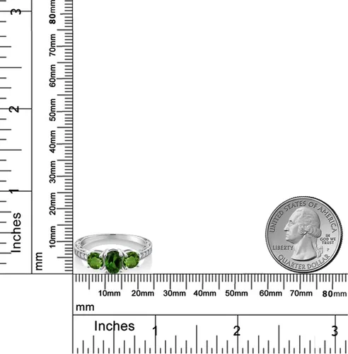 Miniatura 19 de Gem Stone King Anillo de compromiso de 3 piedras preciosas de oro blanco de 10 quilates con piedra natal y diamantes cultivados en laboratorio
