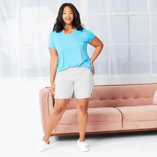 Miniatura 5 de Hanes Women's Just My Size Cotton Jersey Shorts, Plus Size Pull-on Gym Shorts, 7 inches Inseam
