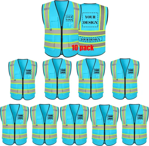 Miniatura 9 de Chaleco de seguridad reflectante de alta visibilidad con 5 bolsillos y cremallera clase 2 para adultos, unisex, ropa de trabajo de seguridad