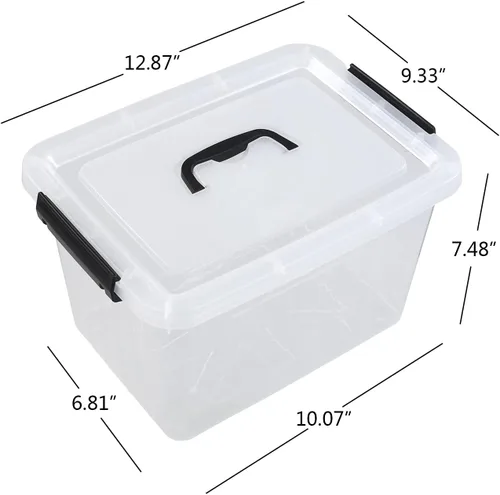 Miniatura 4 de Cajas de almacenamiento de 10 litros, bolsas de almacenamiento de plástico transparente con tapas, juego de 6