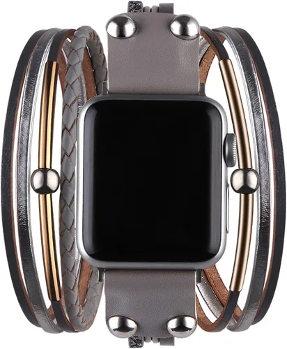 Miniatura 9 de Pulsera de cuero multicapa compatible con Apple Watch Ultra SE 8 7 6 5 4 3 1.496 in 1.575 in 1.614 in 1.654 in 1.732 in 1.772 in 1.929 in