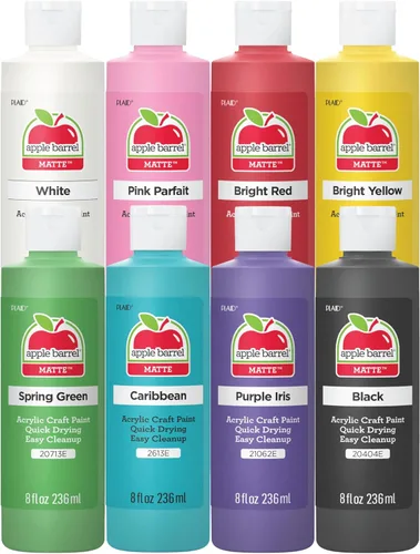 Apple Barrel Juego de pintura acrílica para manualidades, acabado mate, juego de 8, 8 onzas líquidas (paquete de 8), surtido