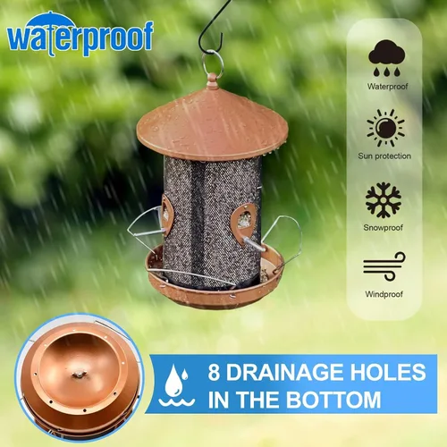 Miniatura 4 de Comederos grandes para pájaros para exterior: metal de 12.6 pulgadas para colgar al aire libre con cobre para decoración exterior de jardín Patio