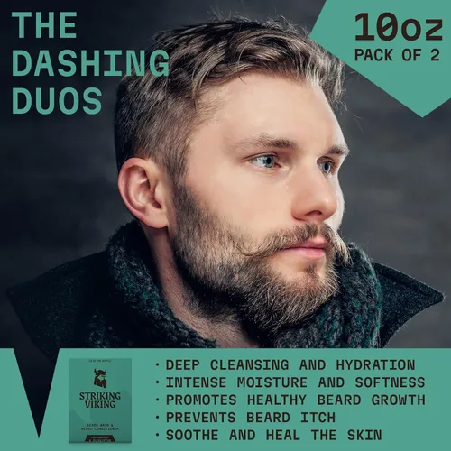 Miniatura 3 de Striking Viking Jabón y acondicionador para barba – 20 onzas líquidas, menta y eucalipto – Limpieza profunda y alivio de picazón Champú