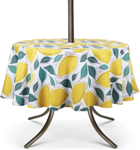 Miniatura 8 de UMINEUX Mantel para exteriores con agujero para sombrilla y cremallera, para primavera/verano, impermeable, para picnic, barbacoa, jardín