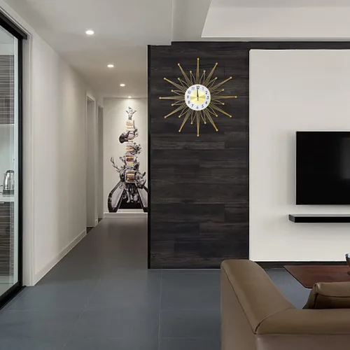 Miniatura 5 de YISITEONE Reloj de pared para decoración de sala de estar, moderno, grande, decorativo, dorado, de 24 pulgadas, silencioso, sin tictac, reloj