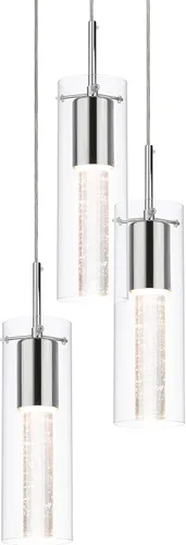 Miniatura 2 de Iluminación Colgante de XiNBEi, Luz Colgante en Cúmulo para Isla de Cocina de 3 Luces con Cristal y Bombilla LED XB-P1110-3-CH Cromo