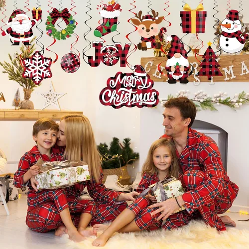 Miniatura 7 de Sumind Juego de 30 decoraciones navideñas para colgar en el techo, muñeco de nieve y alce, letrero de aluminio para colgar, decoración de interiores
