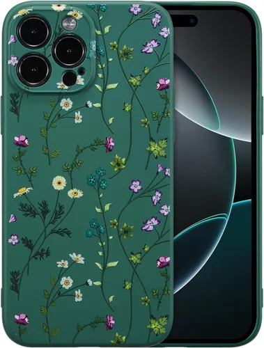 Miniatura 81 de RALEAVO Funda Floral para iPhone 12, Cubierta de Silicona Líquida con Bonito Patrón de Rama de Flores para Niñas y Mujeres, Funda Protectora de Goma