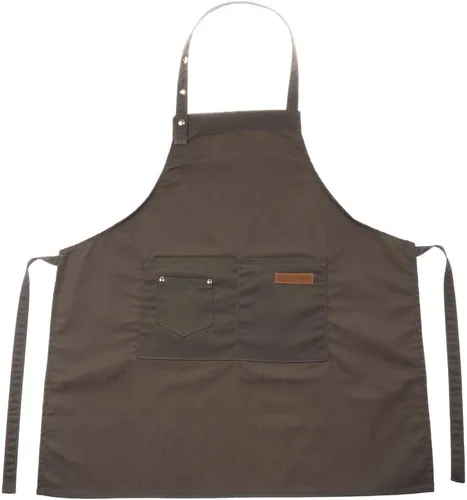 Miniatura 6 de misppro Delantal con pechera ajustable para cocinero de cocina unisex con parte delantera, Gris