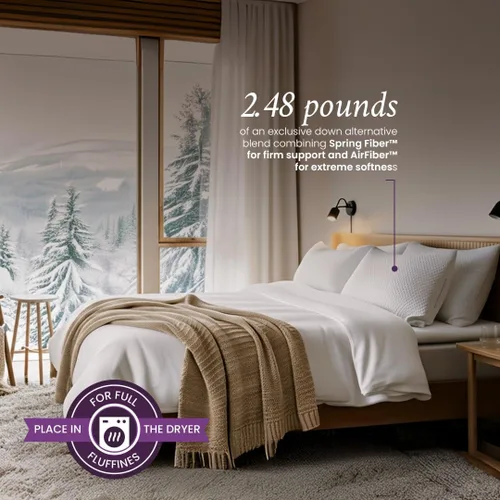 Miniatura 3 de IWS I WANNA SLEEP Oslo Hotel Collection - Juego de 2 almohadas de cama tamaño estándar/Queen, almohada original de plumón alternativo, almohada