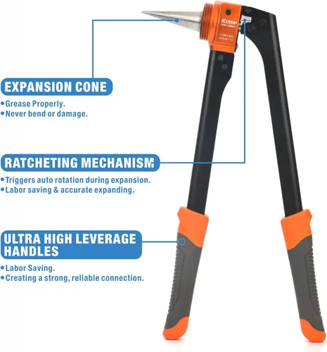 Miniatura 8 de iCrimp - Kit de herramientas de expansión de trinquete Pex con rotación automática PEX-a Tubing Expander, con cabezales de expansión ProPEX de 1/2