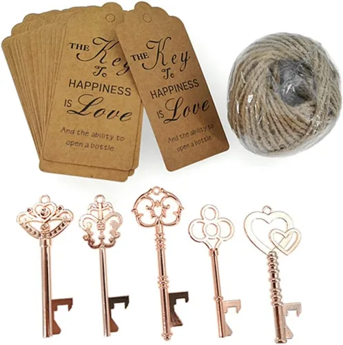 Miniatura 2 de ALIMITOPIA 50 piezas de abrebotellas con llave de esqueleto, despedida de soltera, boda, fiesta, recuerdo, regalo con etiqueta de acompañante y Oro
