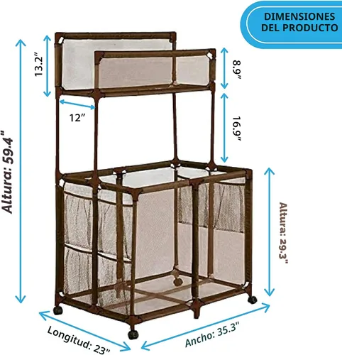 Miniatura 4 de Organizador de Equipos de Almacenamiento para Piscina - Fideos, Juguetes, Pelotas y Flotadores, Contenedor Rodante de Malla de Doble Nivel, Grande