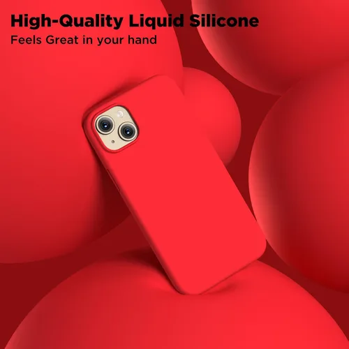 Miniatura 4 de Funda de silicona para iPhone 15 Plus, cubierta protectora resistente a golpes de cuerpo completo, forro de microfibra suave antiarañazos, funda Rojo