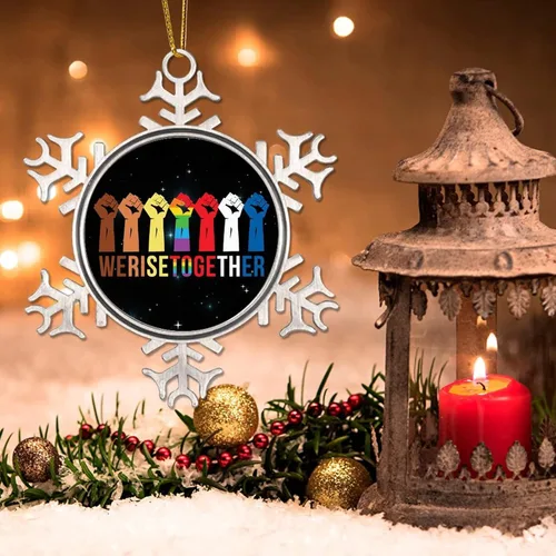 Miniatura 3 de We Rise Together LGBTQ - Adorno colgante para árbol de Navidad, Pansexual, transgénero, LGBTQ, arco iris gay, decoración de árbol de Navidad