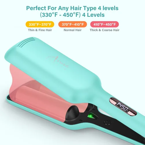 Miniatura 6 de 32mm (1.25") Aima Beauty Twins Sirena Ondas Sueltas Rizador de Cabello, Rizador de 2 Barriles con Protección Anti-Quemaduras, Rizador de Pelo, Verde