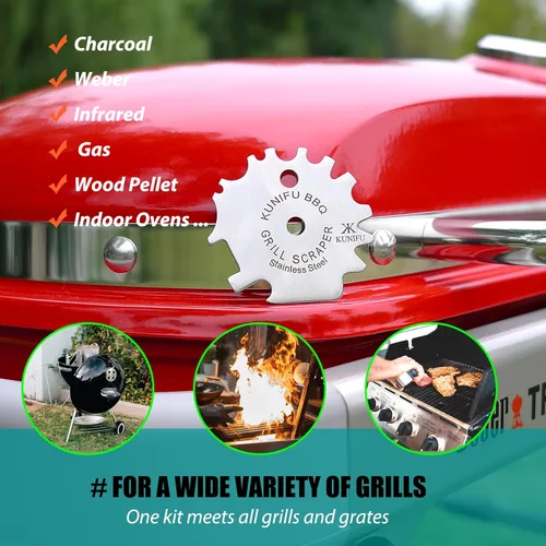 Miniatura 4 de KUNIFU Raspador de parrilla para barbacoa, rellenos de calcetines, sin cerdas para plancha, limpiador de utensilios de cocina, accesorios