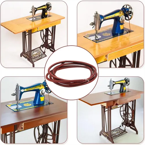 Miniatura 5 de Cinturón para máquina de coser, cinturón de cuero de 6 pies para máquina de coser Singer Treadle, cinturón de cuero, piezas antiguas + gancho