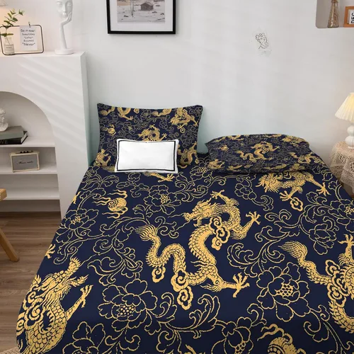Miniatura 2 de Dragon Sheets - Juego de sábanas y fundas de almohada de tamaño individual, tamaño individual, sábanas y fundas de almohada estampadas, 3 piezas