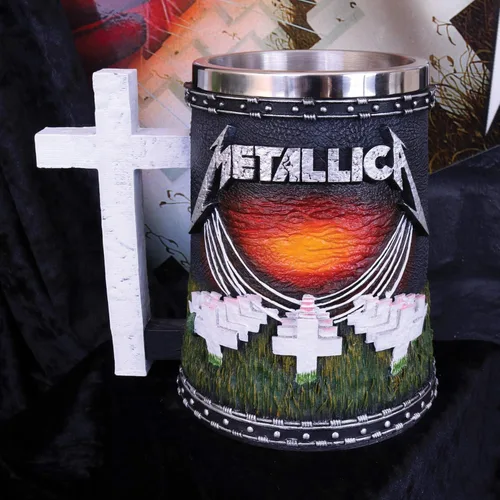 Miniatura 2 de Nemesis Now Metallica Master of Puppets Jarra, Resina Pintada a Mano, Arte de Álbum de Metal Oficialmente Licenciado, Inserción de Acero Inoxidable