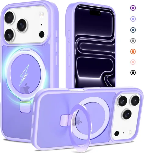 Miniatura 40 de Funda con soporte ultra magnético para iPhone 17 Pro Max [protección militar contra caídas] [compatible con MagSafe] a prueba de golpes, translúcida
