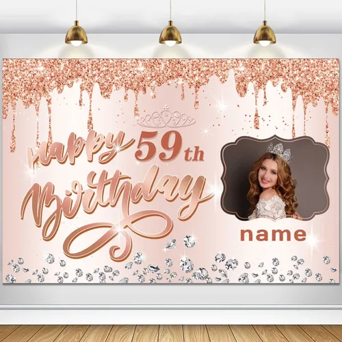Miniatura 25 de Cartel decorativo personalizable de oro rosa con nombre y foto MGJB-NLK-50