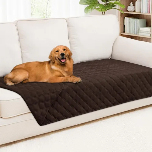 Miniatura 87 de Smiry Funda impermeable para cama de mascota, suave y lavable, para muebles, cama, sofá, reversible, a cuadros (30 x 53 pulgadas, color beige/beige)