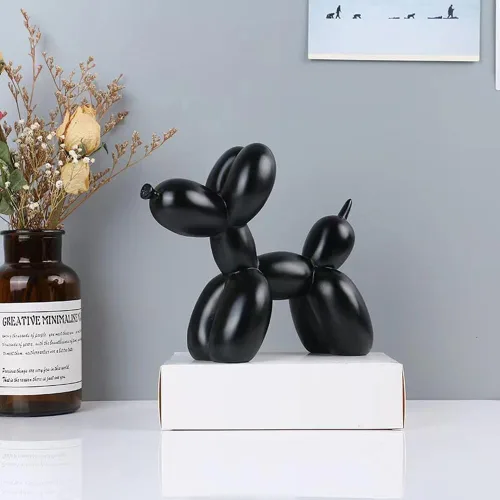 Miniatura 2 de Lindo globo de resina para perro, estatua de animales, adornos para decoración del hogar (negro)