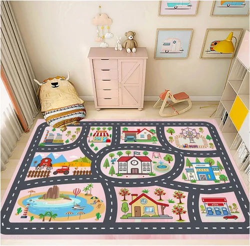Miniatura 15 de Alfombra para niños, alfombra de coche para niños, tapete de juego, alfombra para coches de juguete para sala de juegos, aula, habitación de niños