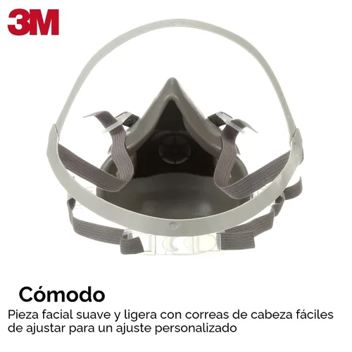 Miniatura 3 de 3M Respirador reutilizable de media cara 6100, NIOSH, arnés de cuatro puntos, ajuste cómodo, compatible con aire suministrado de doble línea aérea