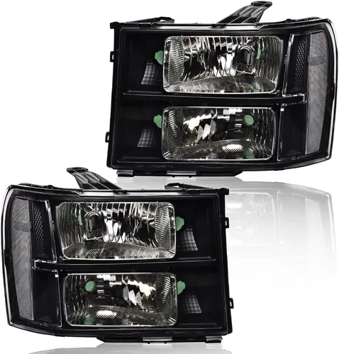 Miniatura 16 de CHEDA Faros delanteros, compatibles con GMC Sierra 1500 2500HD 3500HD 2007-2013, faros delanteros de cristal, lente transparente, carcasa negra