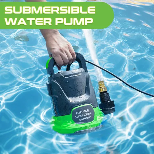Miniatura 2 de Bomba de sumidero 1.1HP Bomba de agua sumergible 4700GPH Bomba de agua eléctrica portátil de transferencia para piscina de drenaje sótano, verde