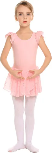 Miniatura 3 de Arshiner - Vestido de ballet para niñas con mangas con volado malla con falda tutú