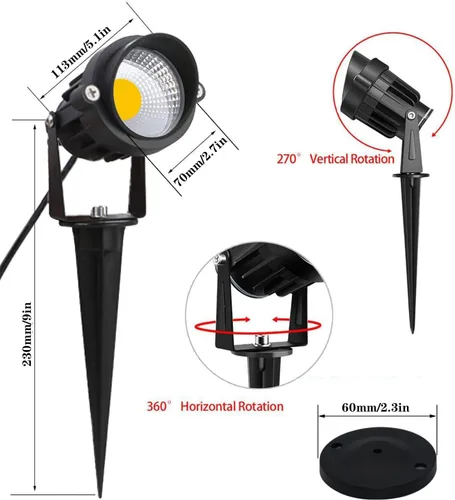 Miniatura 5 de Foco para exteriores de 5 W AC120V, luz LED COB blanca cálida para paisaje, interior y exterior, bandera de casa, patio, árbol, jardín, luces