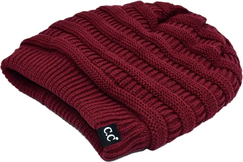 Miniatura 16 de C.C Winter Oversized Beanie Hat with Fuzzy Lining – Thick Knit Thermal Beanie for Cold Weather, Soft Warm Fleece Lined Cap