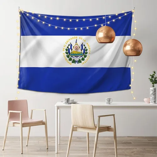 Miniatura 2 de Kkaingg Tapiz colgante de pared con bandera de El Salvador para dormitorio, estético, hippie de 60 x 40 pulgadas