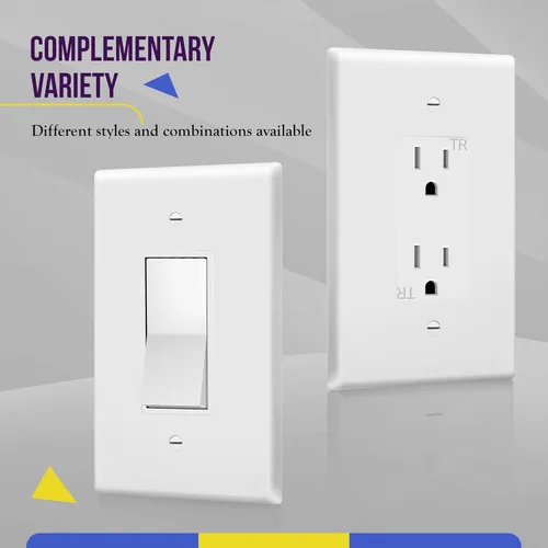 Miniatura 6 de ENERLITES Interruptor de luz decorativo o placa de pared para toma de receptáculo, sobre-tamaño de 1 banda 5.5" x 3.5", policarbonato termoplástico