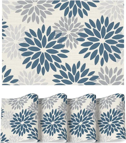 Miniatura 23 de Artoid Mode - Juego de 4 manteles individuales de vinilo con diseño floral, resistentes al calor, lavables, antideslizantes, de PVC, para decoración