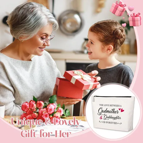 Miniatura 4 de GevGuxLuo A girl loves Makeup Bag, Beige, Madrina y ahijada