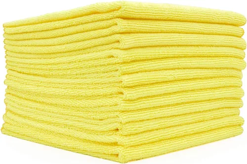(Paquete de 12) 12" x 12 in. toallas de limpieza de microfibra de grado comercial para usos múltiples, altamente absorbentes, sin pelusa, sin