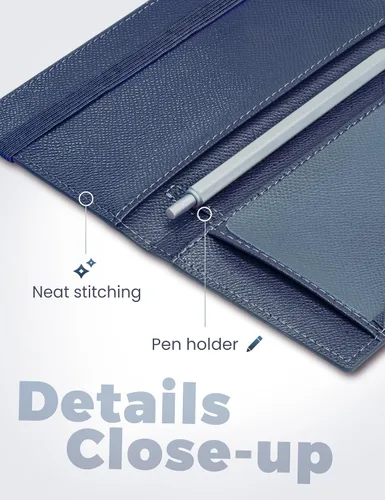 Miniatura 51 de Yarnic Funda para chequera personal, soporte para chequera con soporte para bolígrafo y divisor de plástico transparente integrado para cheques Rosa