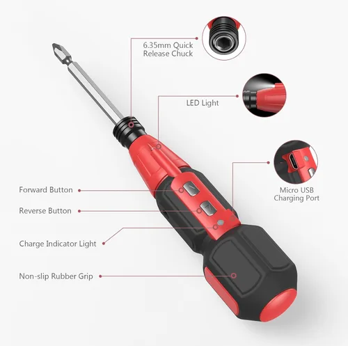Miniatura 6 de LOFICOPER Kit de destornillador eléctrico inalámbrico, destornillador eléctrico recargable, mini destornillador eléctrico con 10 puntas, soporte