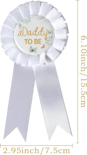 Miniatura 6 de PATTICARRY - Juego de pines para mamá y papá para ser – Decoraciones de eucalipto para baby shower, banda bohemia dorada para baby shower, banda
